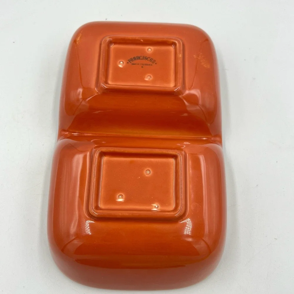Vintage Franciscan‎ Divided Dish Orange Glaze California USA Mid Century 11